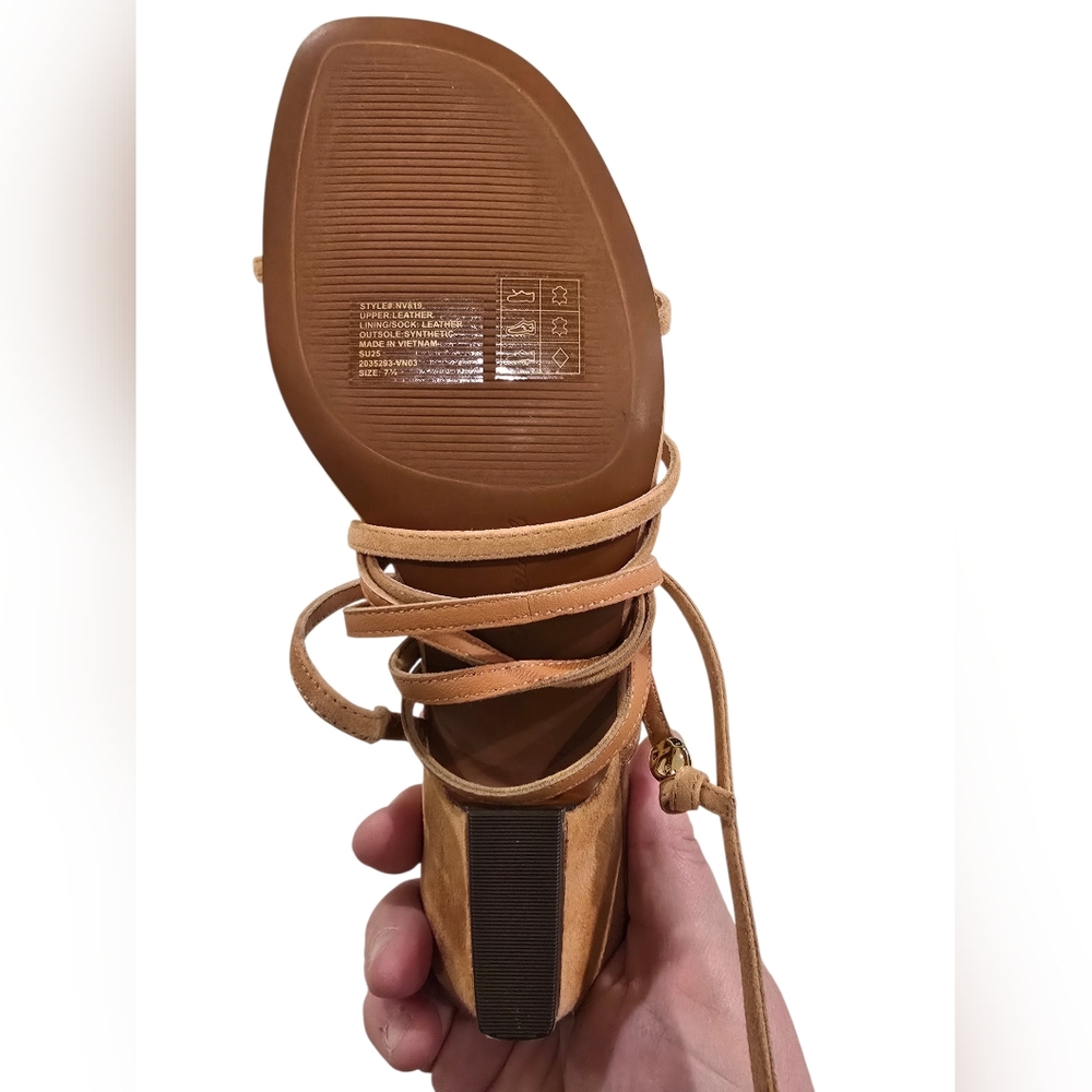 Madewell The Maycie Lace-up T-Strap Sandal In Tan Suede Size 7.5 - Picture 6 of 6